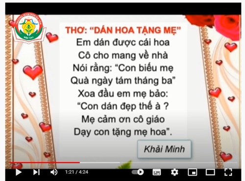 Văn học   Dán hoa tăng mẹ  - Giáo viên: Nguyễn Thị Thùy Dương